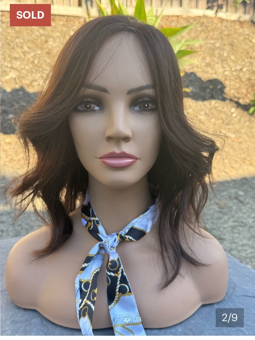 Brown human hair wig with medical cap